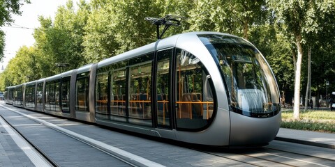 Wall Mural - an electric public transport system, symbolizing sustainable commuting