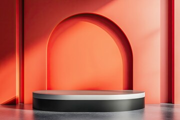 Contemporary empty podium in striking duo-tone colors perfect for product display clean lines and sharp contrasts focusing on elegance