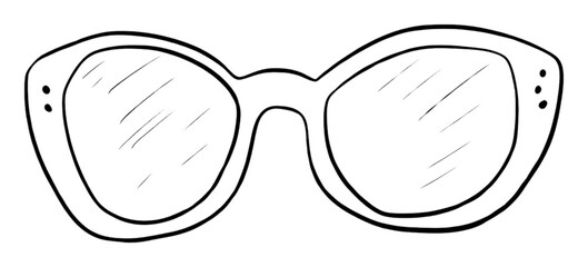 Sticker - PNG Sunglasses sketch white line.