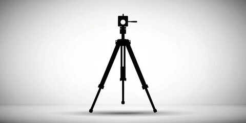 Wall Mural - Silhouette of a Tripod on a White Background, Vector Illustration, Black and White, Photography Equipment, tripod, camera, photography