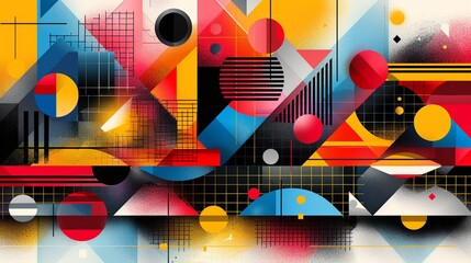 Canvas Print - Contemporary geometric background with a bold, colorful pattern and smooth, crisp lines, combining vibrant hues with a sleek, dynamic design for a modern look. high resolution Illustration, in the