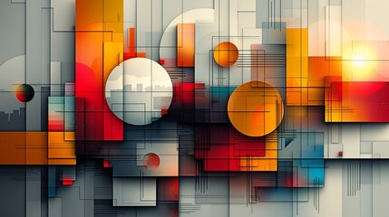 Poster - Futuristic abstract design with vivid, geometric shapes and smooth gradients, creating a dynamic, sophisticated visual with bright, modern hues and clean lines. high resolution Illustration, in the