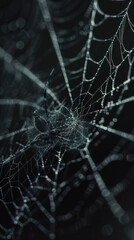 an enlarged shot of the spider's intricate web and the tiny hairs on its legs