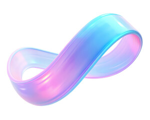 glossy 3d infinity shape featuring gradient colors in blue, pink, and purple. the smooth and futuris