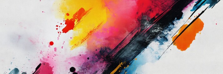 Wall Mural - this vibrant artwork features an abstract design with vivid colors like pink, yellow, orange, and bl