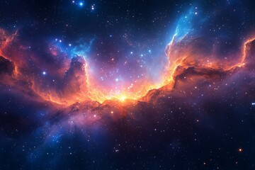 Wall Mural - vibrant cosmic nebula shining amidst the starry sky at the edge of the universe