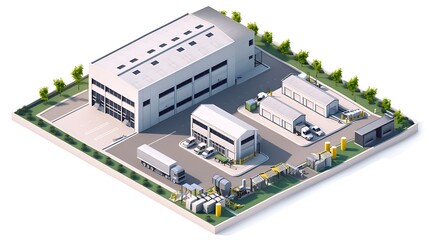 Wall Mural - Factory and warehouse building in isometric vector format