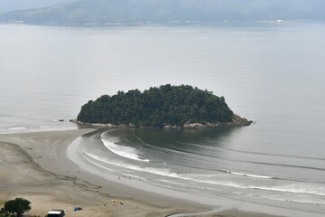 Wall Mural - Aerial view of Urubuquecaba Island at Santos, SP, Brazil. Coast of the interior of Sao Paulo.