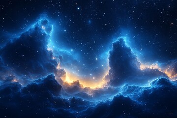 Wall Mural - vibrant cosmic clouds illuminated by distant starlight in a deep night sky