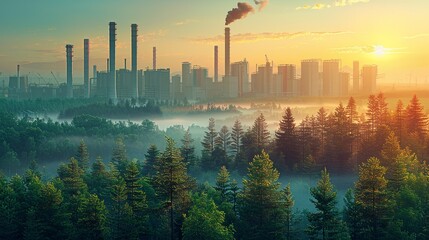 Canvas Print - Create a graphic demonstrating how carbon credits can be used to offset emissions from various sectors, featuring examples of successful projects that reduce global warming impacts. high resolution