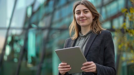 Wall Mural - The businesswoman with tablet