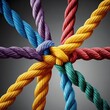 © Business Pics - Collective Effort Integration and Unity with teamwork concept as a business metaphor for joining a partnership synergy and cohesion as diverse ropes connected together in interdependence