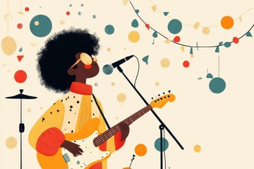 Vibrant Festival Vibes: Diverse Hand-Drawn Musicians in Artistic Occupation Vector Illustration Promoting Inclusivity