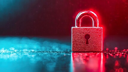 A glowing red padlock on a dark background, symbolizing security and protection.