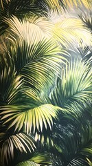 Wall Mural - Close-up of Green and Yellow Palm Fronds