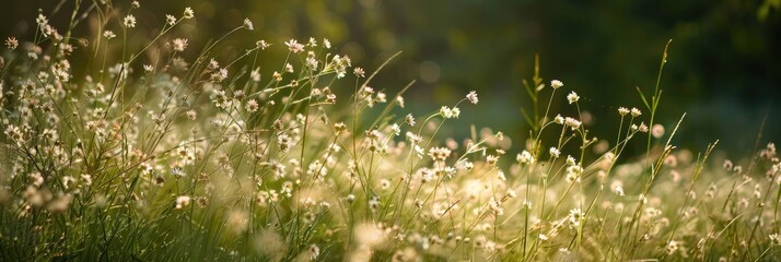 Wall Mural - Tiny Wildflower Grasses in a Garden