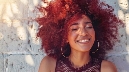 Poster - The joyful smiling woman.