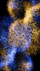 Wall Mural - vertical blue and gold particle night dance 4k loop features blue and gold particles swirling and da