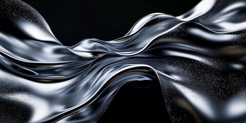 Elegant streams of silver liquid suspended in mid-air, ideal for futuristic and abstract digital art
