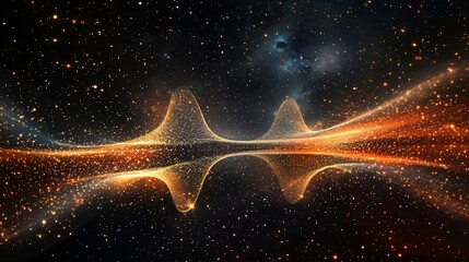 Wall Mural - abstract visualization of cosmic waves and stellar particles in a vast galaxy