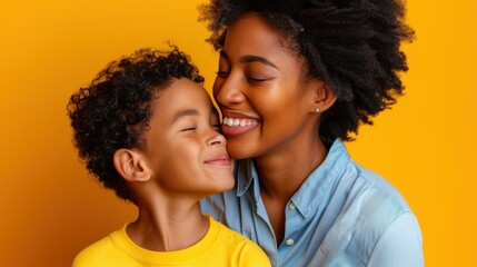 Wall Mural - The smiling mother and child