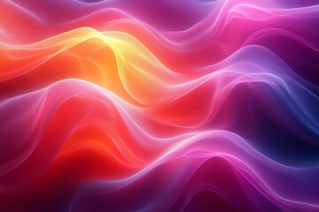 Canvas Print - Colorful abstract waves swirl gently in vibrant hues of pink, orange, and purple against a dark background