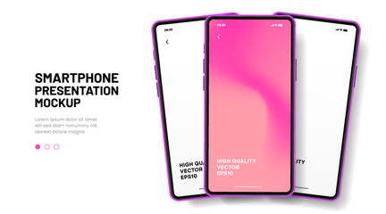 Wall Mural - Realistic smartphone mockup. Mobile phone vector with isolated on white background. Device front view. 3D mobile phone with shadow. Realistic, high quality smart phone mockup for ui ux presentation.