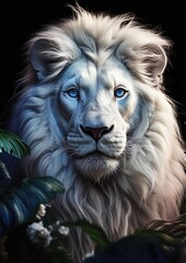 Wall Mural - White lion portrait 