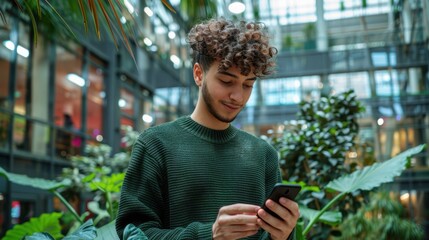 Canvas Print - The man with smartphone.