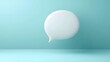© Prasanth - A white speech bubble on a light blue background, representing communication and dialogue.