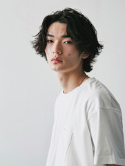 男, 男性, モデル, シャツ, Tシャツ, 白, 白いシャツ, ファッション, man, male, model, shirt, t-shirt, white, white shirt, fashion