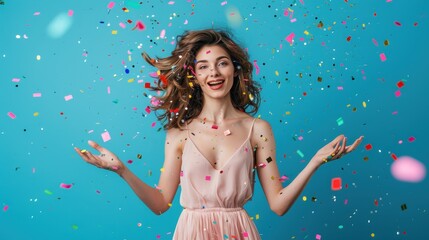 Canvas Print - The woman with confetti