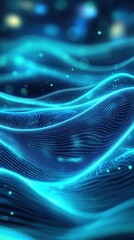 Wall Mural - a 2d animation of pulsating blue and green waves of light moving rhythmically across the screen, evo