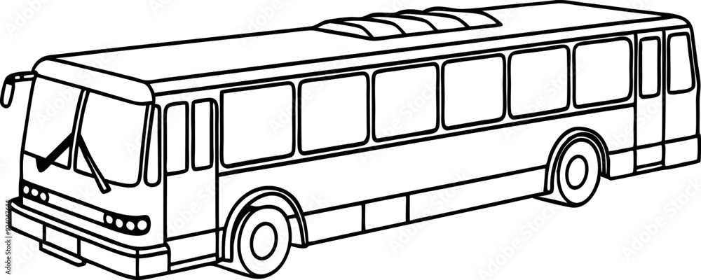 Black and White Bus Line Drawing for Coloring Page Stock Vector | Adobe ...