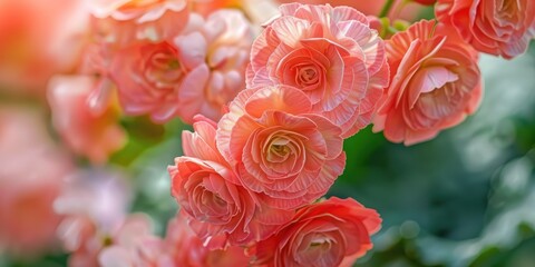 Wall Mural - large begonia blossoms selective focus