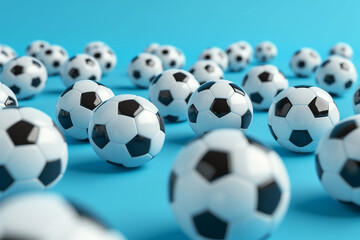 Wall Mural - Blue background with soccer balls.