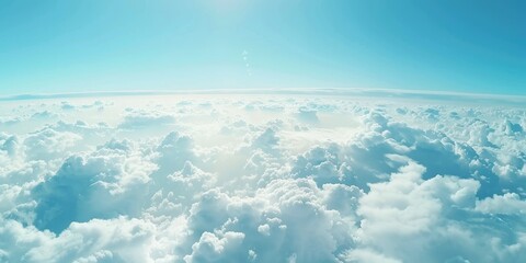 Canvas Print - Blue Sky with Fluffy Clouds Summer Blue Sky with Light Clouds Cloudscape Above Clear Day with White Clouds in the Atmosphere and Outer Space Up in the Air Atmosphere