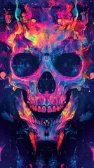 Wall Mural - A colorful skull with a smile on its face