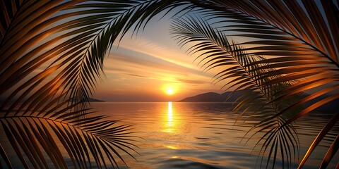 Canvas Print - palm tree sunset