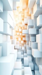 Wall Mural - A 3D grid of cubes with shifting perspectives, creating a sense of depth and motion