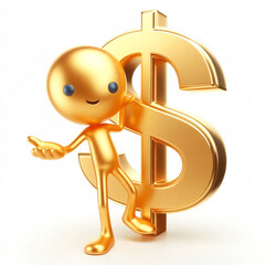 Poster - 3D golden figure with dollar sign. Business concept
