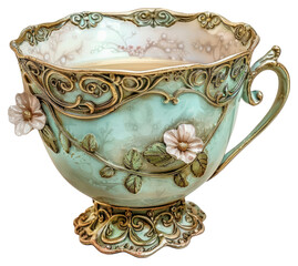 Canvas Print - PNG  Vintage ornate floral teacup