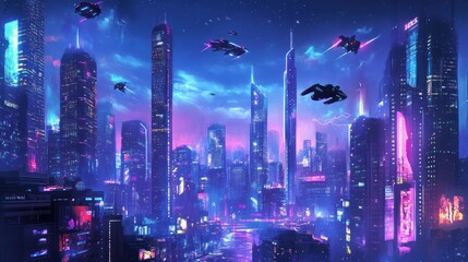 Sticker - Futuristic Cityscape