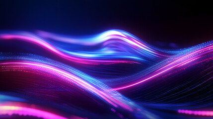 Wall Mural - blue purple neon futuristic waves abstract background. generative ai