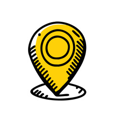 Wall Mural - yellow map pin with black outlines