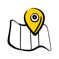 Wall Mural - yellow map pin with black outlines