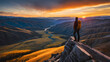 © Mr. B - Man on a rock gazing at a valley during sunset