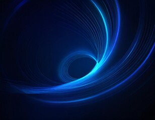 Wall Mural - dark blue abstract background featuring glowing blue swirl circle lines, creating a dynamic, futuris