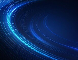Wall Mural - dark blue abstract background featuring glowing blue swirl circle lines, creating a dynamic, futuris