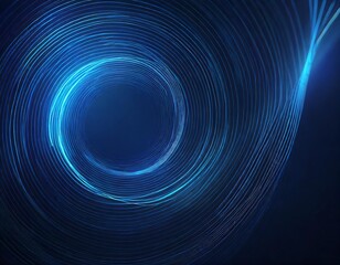 Wall Mural - dark blue abstract background featuring glowing blue swirl circle lines, creating a dynamic, futuris